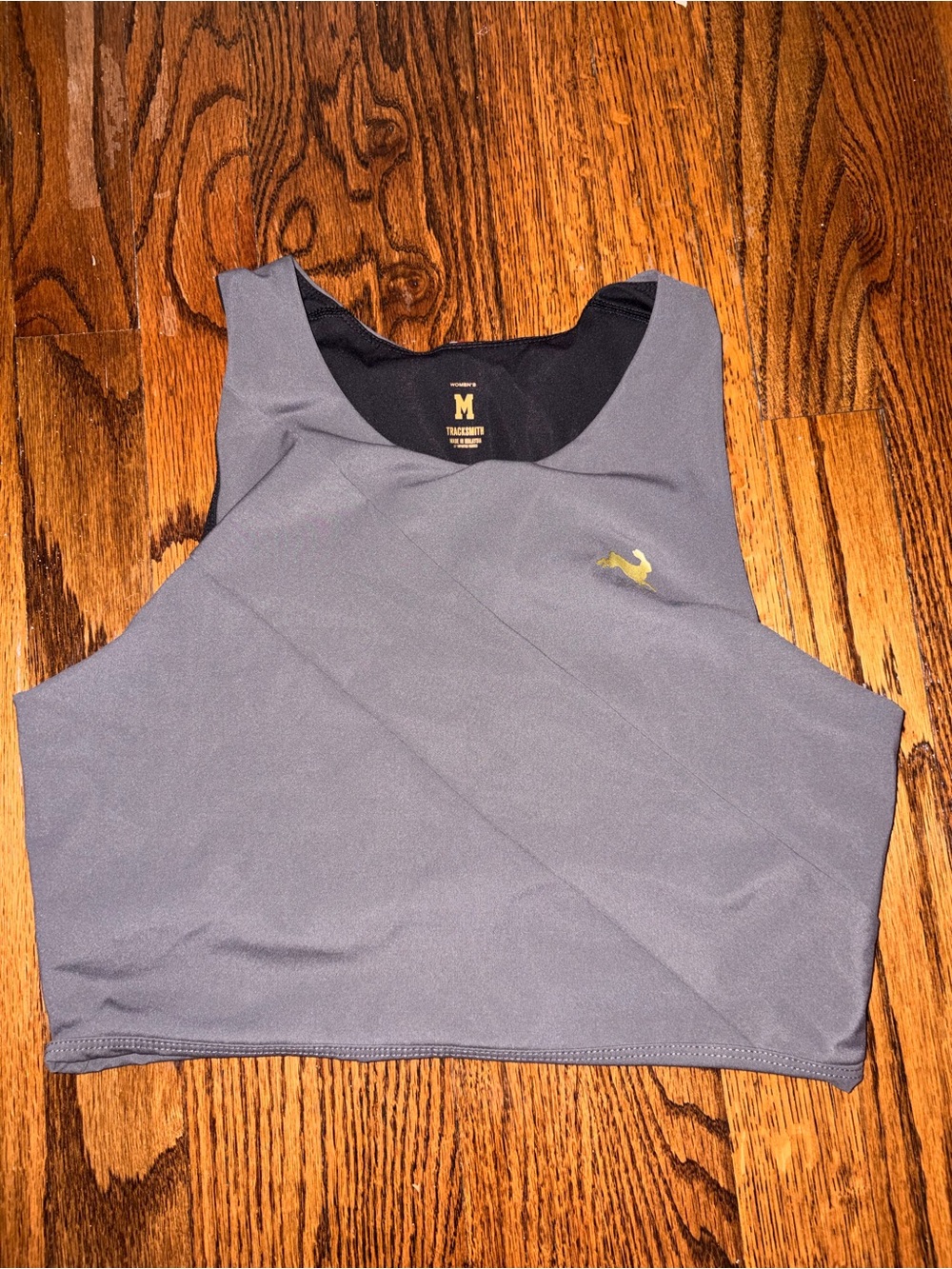 Tracksmith Women’s Gray Turnover Top with Gold Logo - M